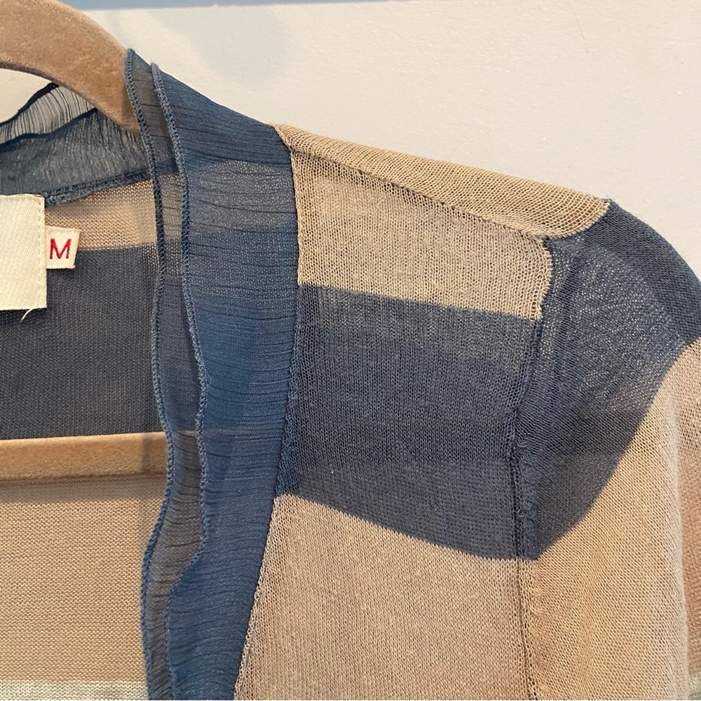 ANTHROPOLOGIE | YOON Semi-Sheer Striped Cardigan Longline Medium - Picture 5 of 8